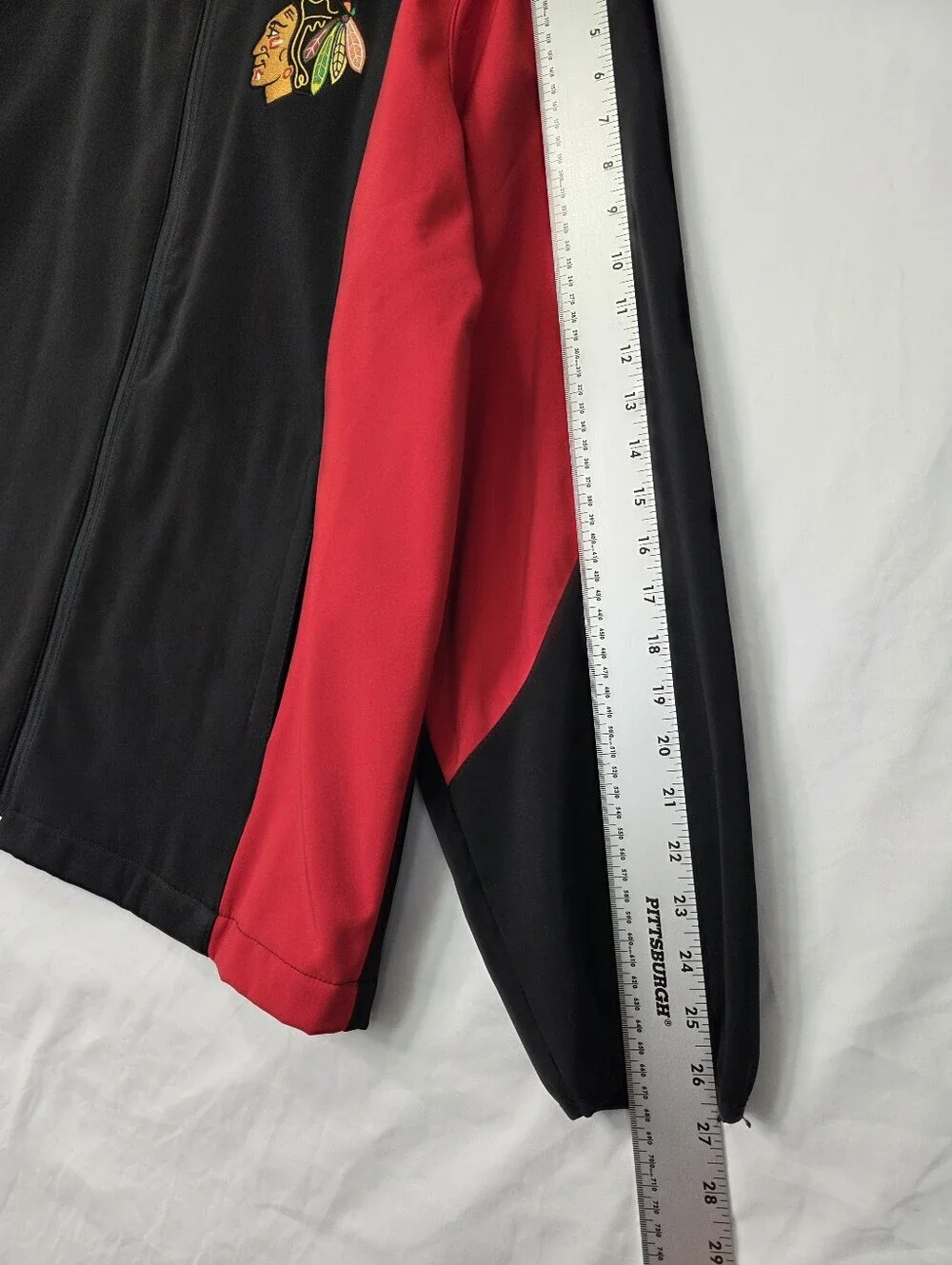 NHL Chicago Blackhawks Full Zip Track Jacket Black Red Fleece Lined XL
